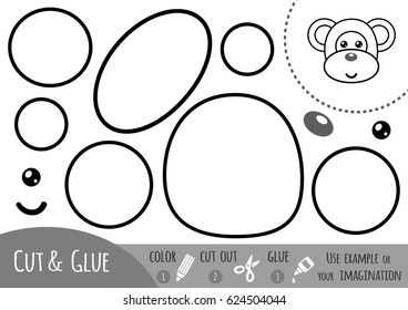 Education paper game for children, Monkey. Use scissors and glue to create the image.
