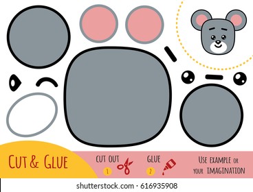 Education paper game for children, Mouse. Use scissors and glue to create the image.