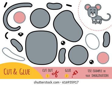 Education paper game for children, Mouse. Use scissors and glue to create the image.