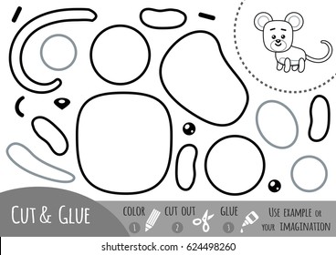 Education paper game for children, Mouse. Use scissors and glue to create the image.