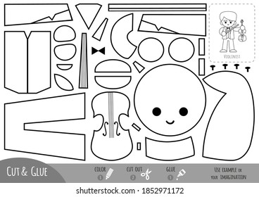 Education paper game for children, Musician man and Violin. Use scissors and glue to create the image.