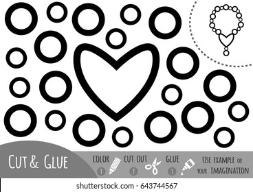 Education paper game for children, Necklace. Use scissors and glue to create the image.