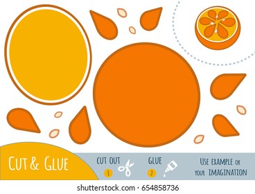 Education paper game for children, Orange. Use scissors and glue to create the image.