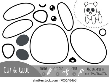 Education paper game for children, Panda. Use scissors and glue to create the image.