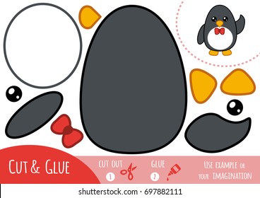 Education paper game for children, Penguin. Use scissors and glue to create the image.