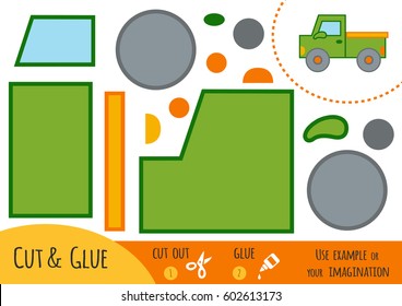 Education paper game for children, Pickup. Use scissors and glue to create the image.