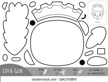 Education paper game for children, Prince. Use scissors and glue to create the image.