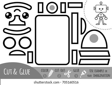 Education paper game for children, Robot. Use scissors and glue to create the image.