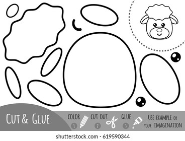 Education paper game for children, Sheep. Use scissors and glue to create the image.