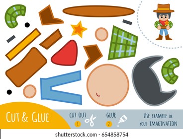 Education paper game for children, Sheriff. Use scissors and glue to create the image.