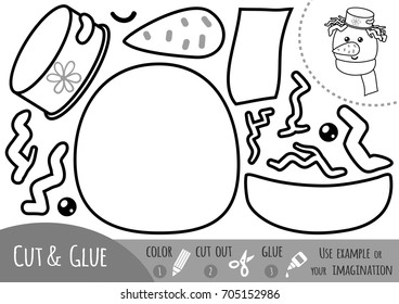 Education paper game for children, Snowman. Use scissors and glue to create the image.