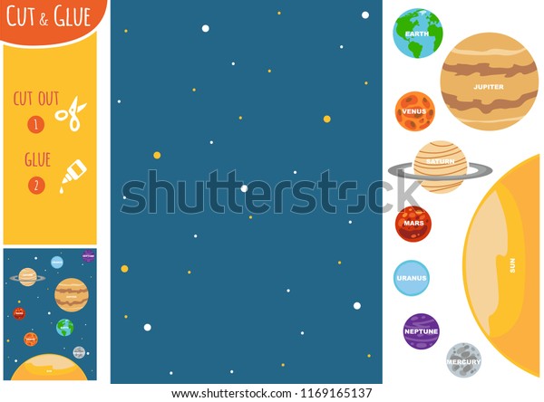 Education Paper Game Children Solar System Stock Vector