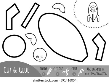 Education paper game for children, Spaceship. Use scissors and glue to create the image.