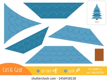 Education paper game for children, Spruce. Use scissors and glue to create the image.