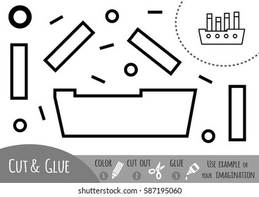 Education paper game for children, Steamship. Use color pencils, scissors and glue to create the image.