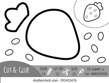 Education paper game for children, Strawberry. Use scissors and glue to create the image.