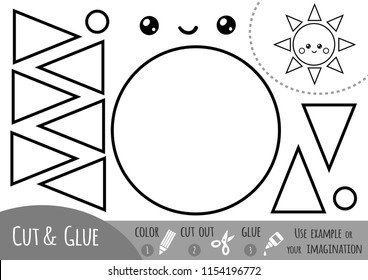 Education paper game for children, Sun. Use scissors and glue to create the image.