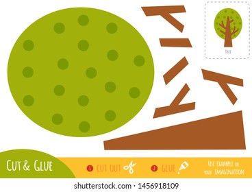 Education paper game for children, Tree. Use scissors and glue to create the image.
