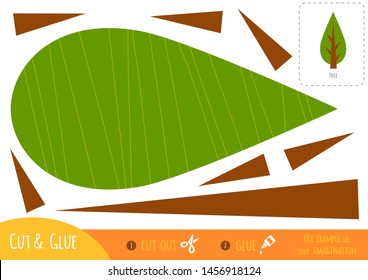 Education paper game for children, Tree. Use scissors and glue to create the image.