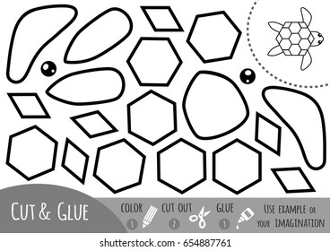 Education paper game for children, Turtle. Use scissors and glue to create the image.