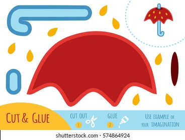 Education paper game for children, Umbrella. Use scissors and glue to create the image.