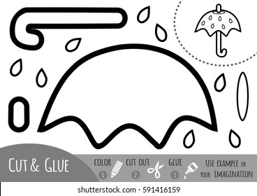 Education paper game for children, Umbrella. Use scissors and glue to create the image.