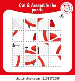 Education paper game for children. Use scissors and glue to create the image.