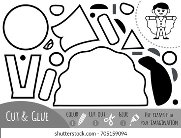 Education paper game for children, Vampire. Use scissors and glue to create the image.