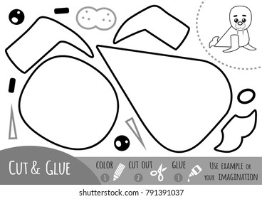 Education paper game for children, Walrus. Use scissors and glue to create the image.