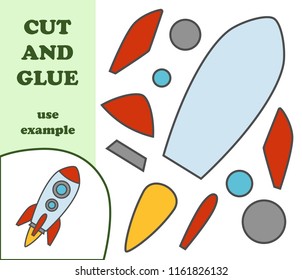 Education paper game for preshool children. Paper crafts for kids. Use scissors, cut parts of the image and glue to create the rocket.
