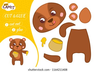 Education paper game for preshool children. Vector illustration. Cartoon cute bear