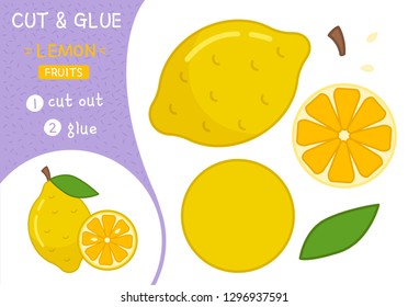 Juego de papel de Educación para niños en edad preescolar. Ilustración vectorial. Limón de dibujos animados.
