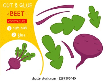 Education paper game for preshool children. Vector illustration. Cartoon beet.
