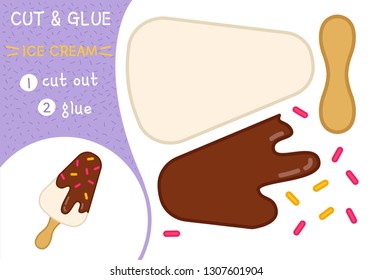 Education paper game for preshool children. Vector illustration. Cartoon ice cream.