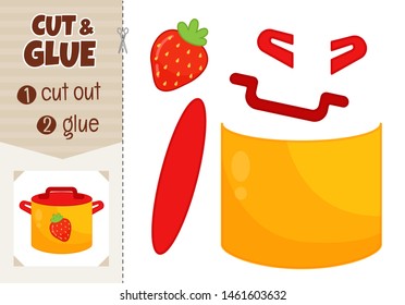 Education paper game for preshool children. Vector illustration of cartoon cooking pan.