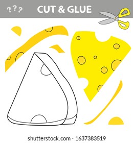 Education paper game for preshool children. Paper crafts for kids. Use scissors, cut parts of the image and glue to create the cheese