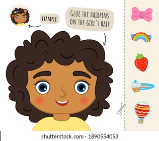 Education Paper Game For Preshool Children. Vector Illustration Of Cute Girl.