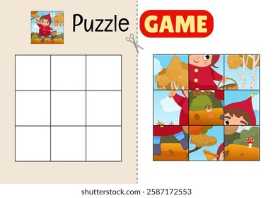 Education paper game for preshool children. Cut out the parts and glue them in the correct place. 
