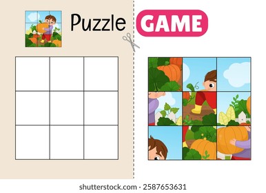 Education paper game for preshool children. Cut out the parts and glue them in the correct place. 
