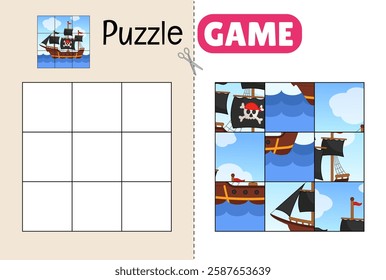 Education paper game for preshool children. Cut out the parts and glue them in the correct place. 
