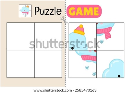 Education paper game for preshool children. Cut out the parts and glue them in the correct place. 
