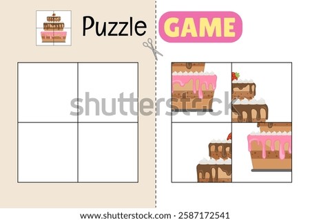 Education paper game for preshool children. Cut out the parts and glue them in the correct place. 
