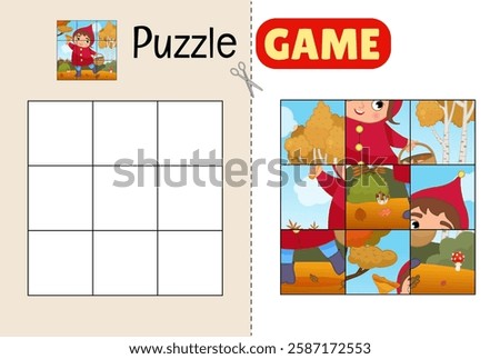 Education paper game for preshool children. Cut out the parts and glue them in the correct place. 
