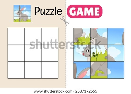 Education paper game for preshool children. Cut out the parts and glue them in the correct place. 
