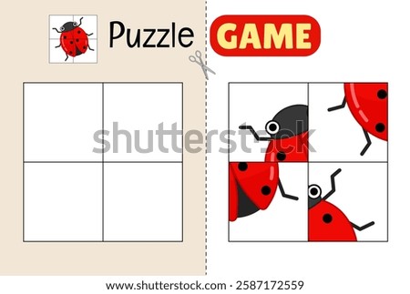 Education paper game for preshool children. Cut out the parts and glue them in the correct place. 
