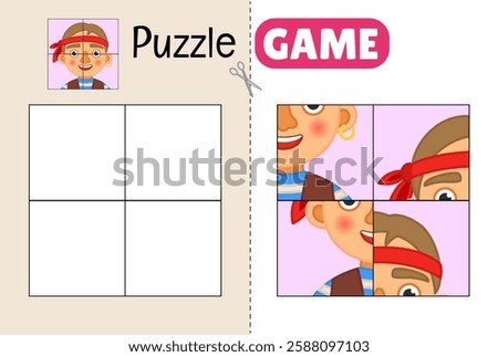 Education paper game for preshool children. Cut out the parts and glue them in the correct place. 
