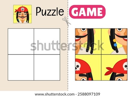 Education paper game for preshool children. Cut out the parts and glue them in the correct place. 
