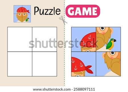 Education paper game for preshool children. Cut out the parts and glue them in the correct place. 
