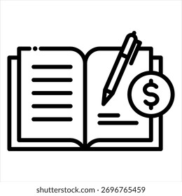 Education Payment Outline Icon Vector Illustration