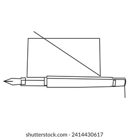 Education Pen continuous single line outline vector art drawing and simple one line minimalist design